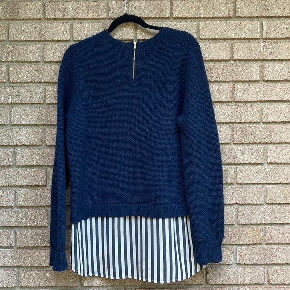 J. CREW Silk Layered Blue Wool Zip Back Sweater Size XL - Picture 9 of 9